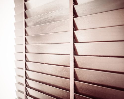 Wooden blinds and window decoration interior of room - Vintage Filter